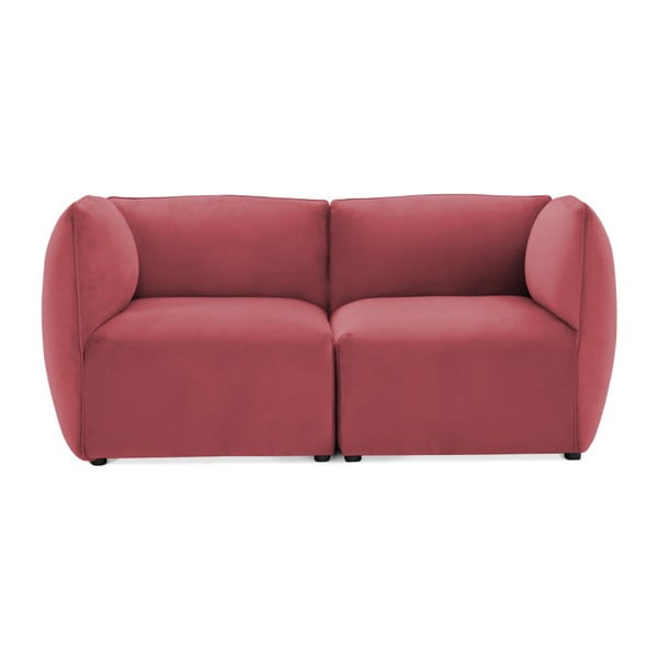 Czerwonoróżowa 2-osobowa sofa modułowa Vivonita Velvet Cube