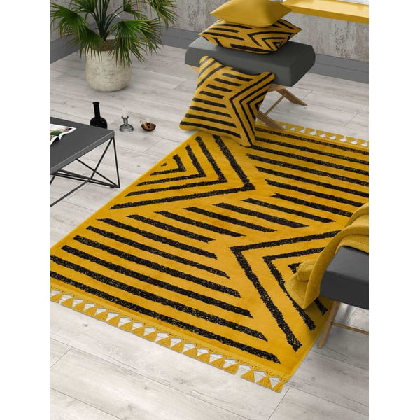 Żółty chodnik odpowiedni do prania 300x80 cm − Vitaus-image-1