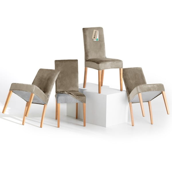 Szarobeżowe elastyczne pokrowce na krzesło zestaw 4 szt. 48 cm Sento – Restilo