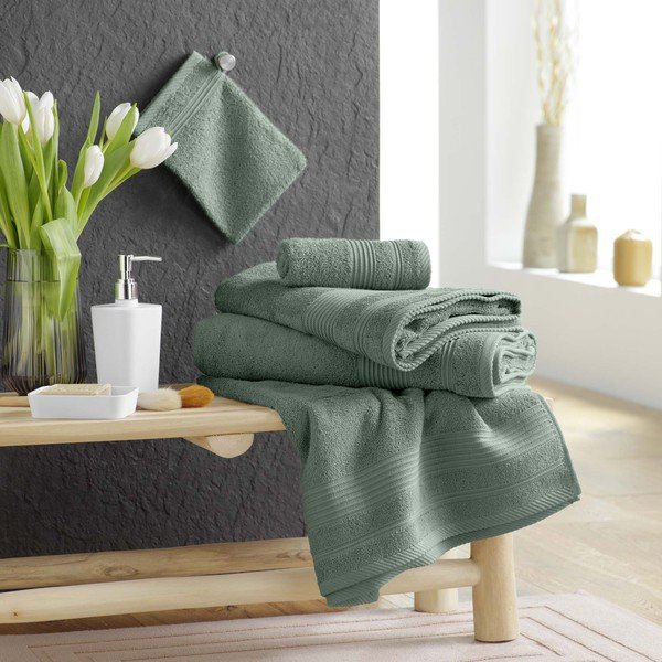 Szałwiowy bawełniany ręcznik frotte 30x50 cm Tendresse – douceur d'intérieur-image-2