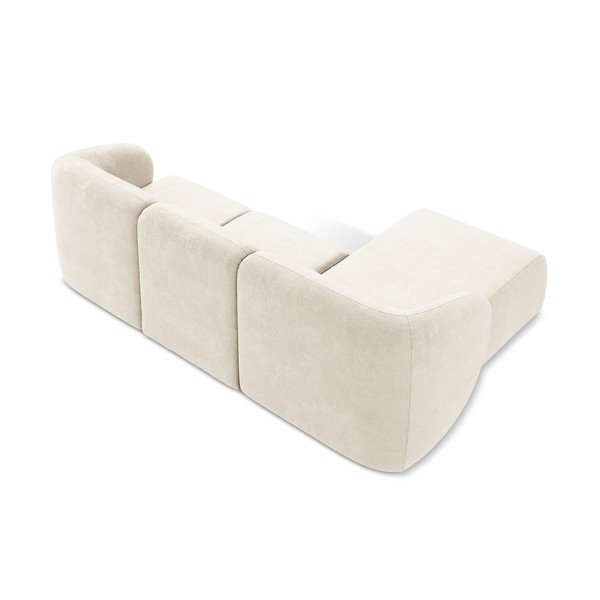 Beżowy narożnik z tkaniny szenilowej (lewostronny/z szezlongiem) Lani – Makamii-image-3