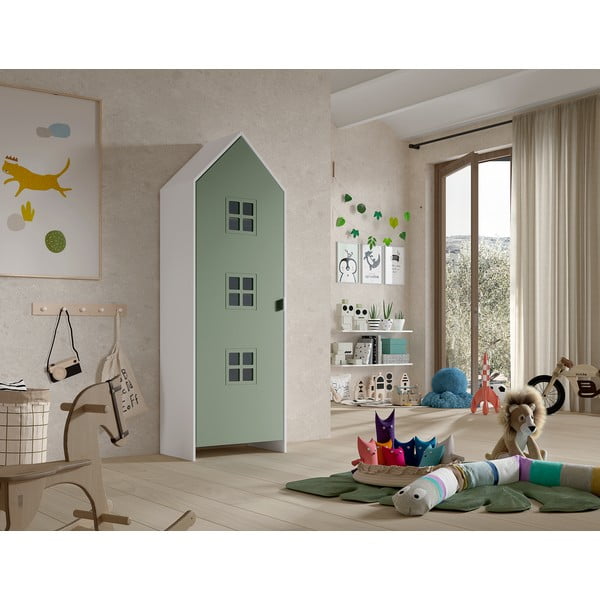 Biała/zielona szafa dziecięca 58x172x37 cm Casami Bruges – Vipack-image-1