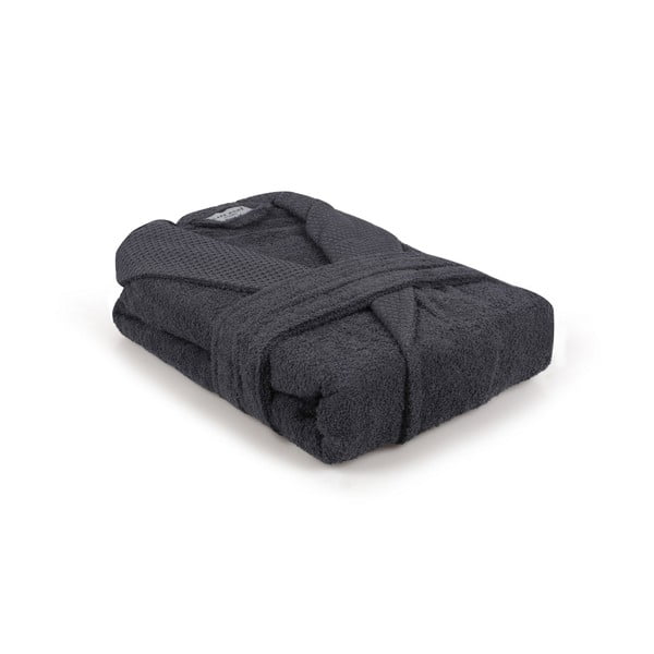 Antracytowy bawełniany szlafrok w rozmiarze M Cappa – Foutastic-image-2