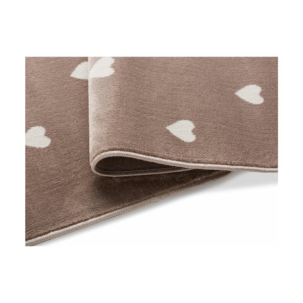 Brązowy dywan w serduszka KICOTI Beige Dots, 133x190 cm-image-1