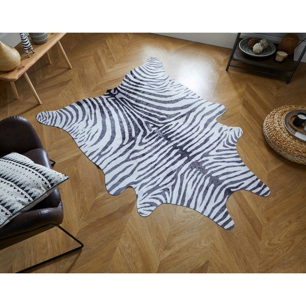 Biało-czarna syntetyczna skóra 195x155 cm – Flair Rugs-image-1