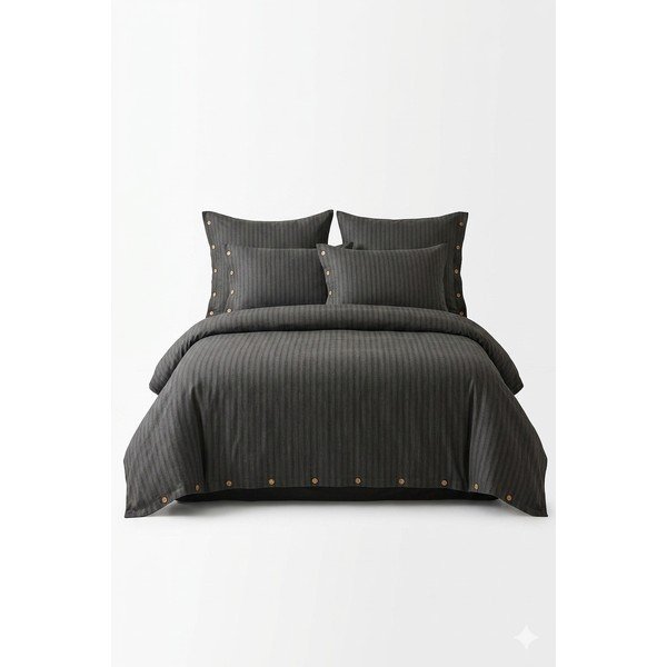 Ciemnoszara pościel jednoosobowa z bawełny renforcé 140x200 cm Como Striped – Mila Home Luxury