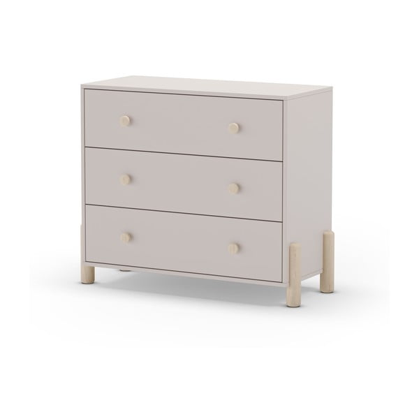 Kremowa niska komoda dziecięca z litego drewna sosnowego 90x80 cm Enola – Marckeric-image-2