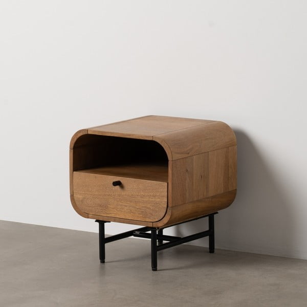 Szafka nocna z litego drewna mango w naturalnym kolorze Mahón – Ixia-image-1