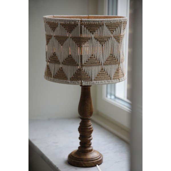 Brązowa lampa stojąca  z jutowo-tekstylnym kloszem (wysokość 45 cm) Ano – Markslöjd-image-2