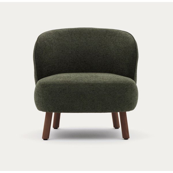 Fotel z tkaniny szenilowej w kolorze khaki Ulit – Kave Home-image-1