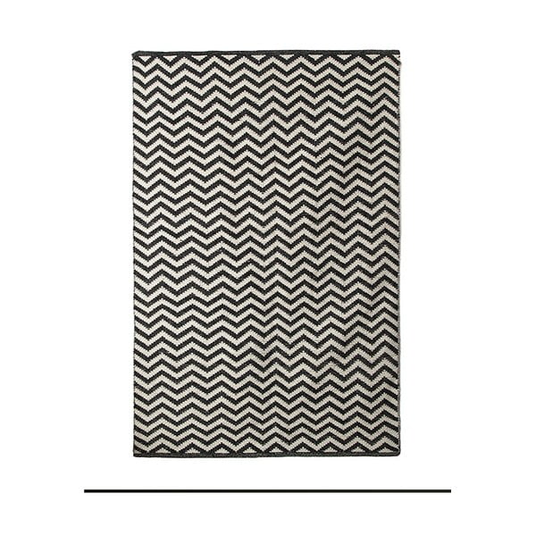Czarno-biały bawełniany ręcznie tkany dywan Pipsa Zigzag, 140x200 cm