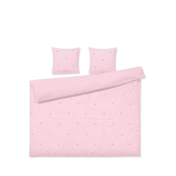 Różowa pościel dwuosobowa z perkalu bawełnianego 200x220 cm Daisy – JUNA