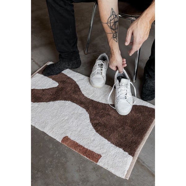 Biało-brązowy bawełniany dywan odpowiedni do prania 50x80 cm Figura – Mette Ditmer Denmark-image-1