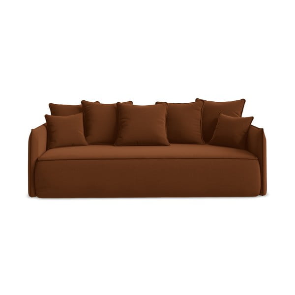 Aksamitna rozkładana/ze schowkiem sofa w kolorze terakoty 225 cm Hula – Makamii