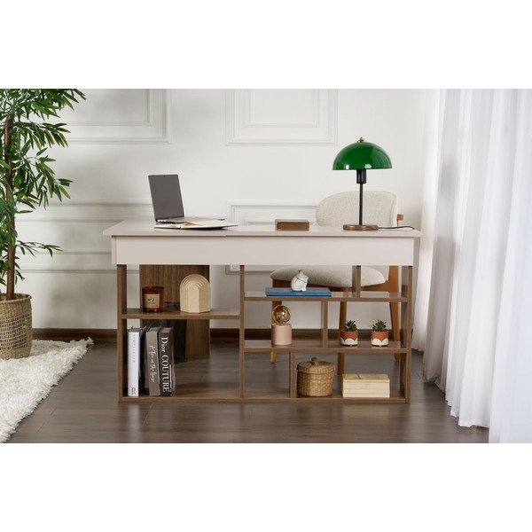 Biurko w dekorze orzecha 120x130 cm Vesper – Kalune Design-image-1