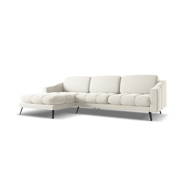 Kremowy aksamitny narożnik (lewostronny) Nalu – Makamii-image-2