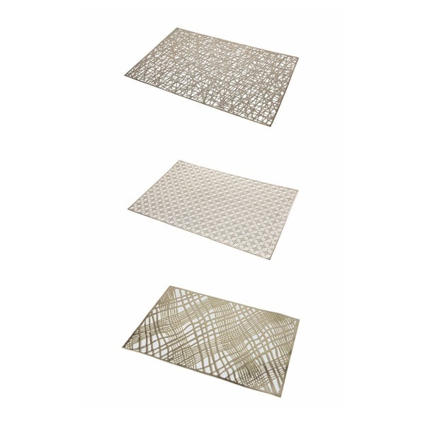 Zestaw 6 mat stołowych w biało-złotym kolorze Villa d'Este Geometric, 30x45 cm