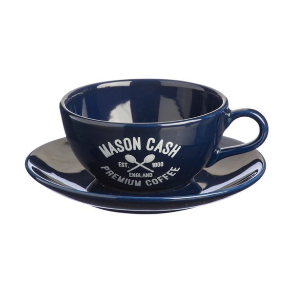 Ciemnoniebieska filiżanka ze spodkiem Mason Cash Varsity Cappuccino