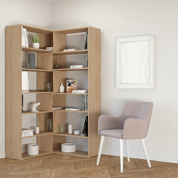 Brązowa narożna biblioteczka Twin, wys. 179 cm-image-1