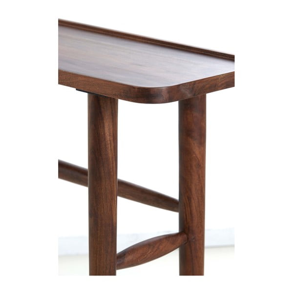 Brązowa konsola z litego drewna akacjowego 30x120 cm Qiano – Light & Living-image-4