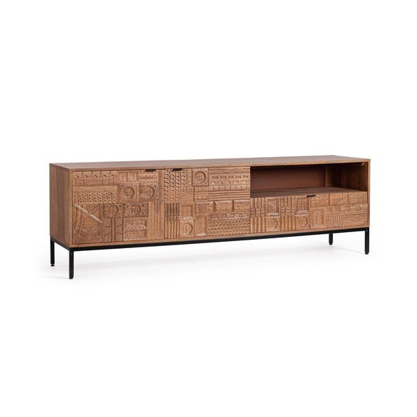 Szafka pod TV z litego drewna mango w naturalnym kolorze 180x55x42 cm Kindia – Bizzotto-image-1