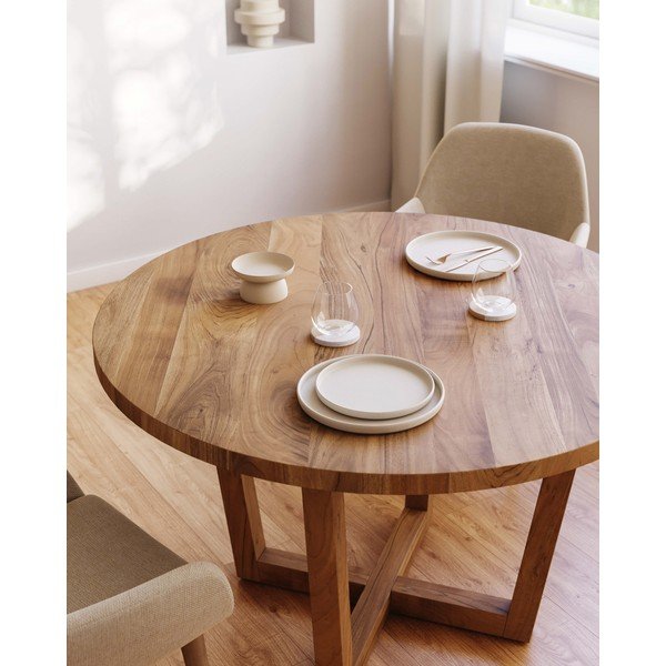 Okrągły stół z litego drewna akacjowego ø 120 cm Nahla – Kave Home-image-1