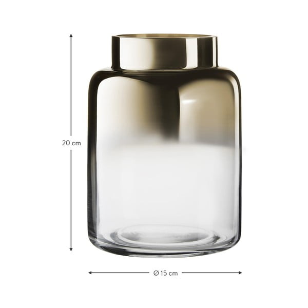 Ręcznie dmuchany szklany wazon w kolorze złota Westwing Collection Uma, wys. 20 cm-image-3