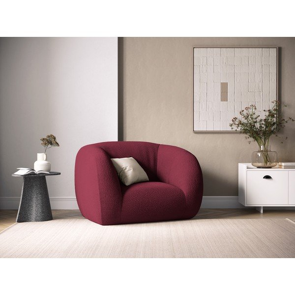 Bordowy fotel z materiału bouclé Essen – Cosmopolitan Design-image-1