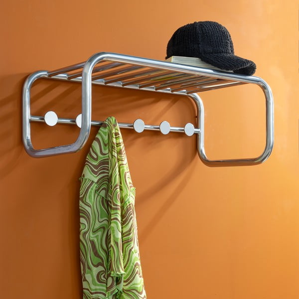 Metalowy wieszak ścienny w kolorze srebra z półką 72 cm Retro – Spinder Design-image-4