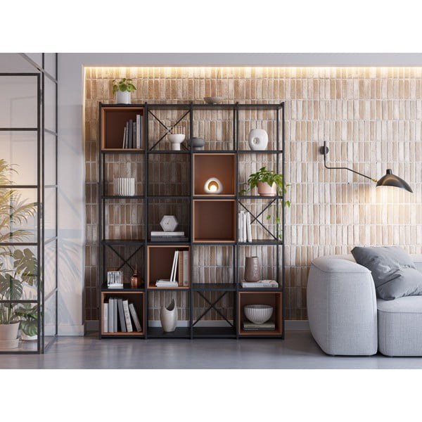 Czarno-ceglasty regał 140x179 cm Anya – Marckeric-image-1