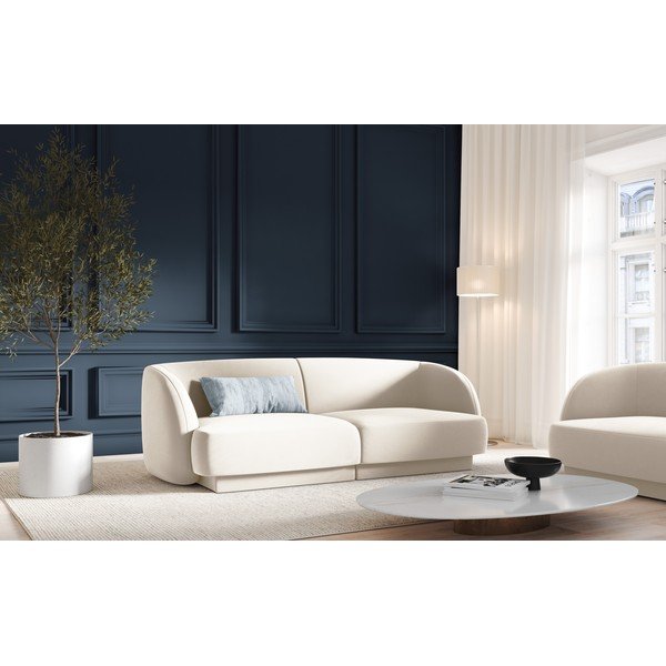 Beżowa aksamitna sofa 184 cm Miley − Micadoni Home-image-1
