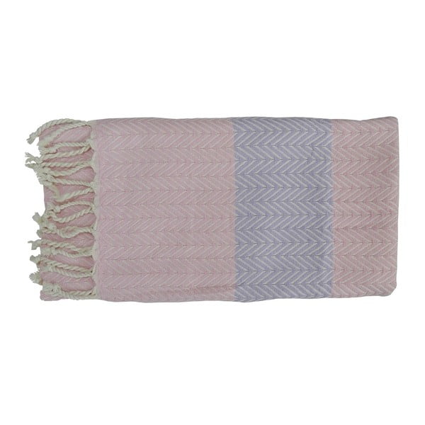 Różowo-szary ręcznik kąpielowy tkany ręcznie z wysokiej jakości bawełny Homemania Damla Hammam, 100 x 180 cm