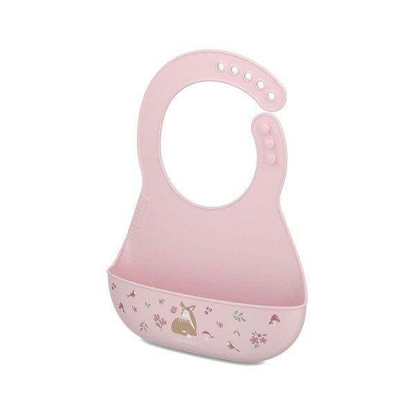 Jasnoróżowy silikonowy śliniak Fairy Garden – Mepal