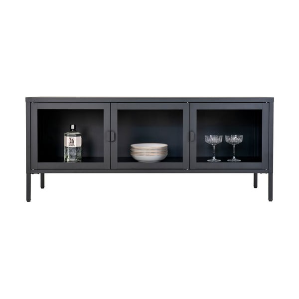 Czarna metalowa szafka pod TV 130x55 cm Brisbane – House Nordic-image-3