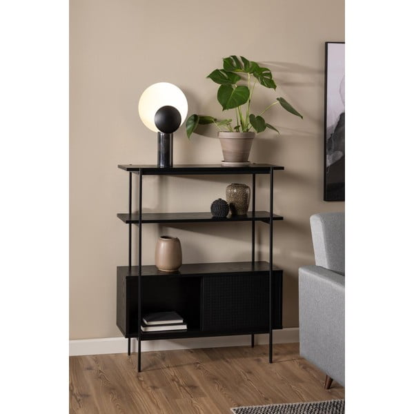 Czarny regał w dekorze jesionu z drzwiami przesuwnymi 94x114 cm Angus – Actona-image-1