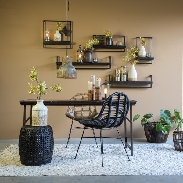 Czarna matowa półka z drewna jodłowego Maddison – Light & Living-image-1