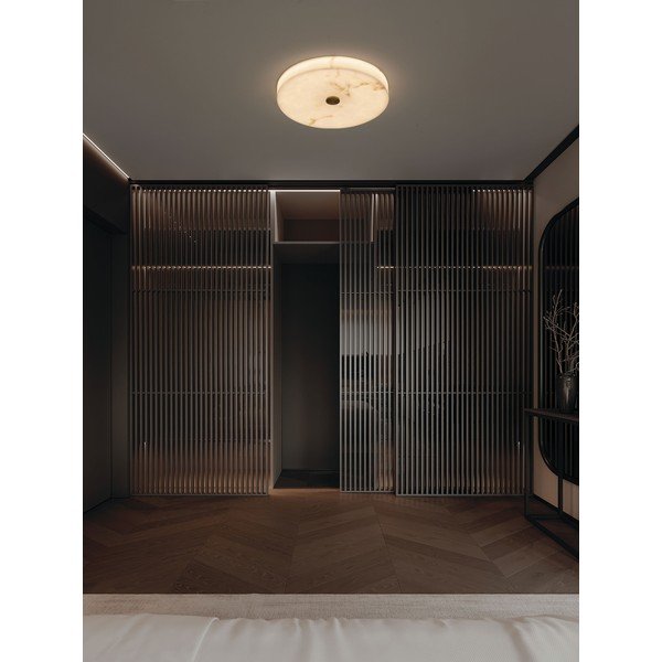 Kremowa/w kolorze mosiądzu lampa sufitowa LED w dekorze kamienia ze ściemniaczem Serita – Nova Luce-image-1