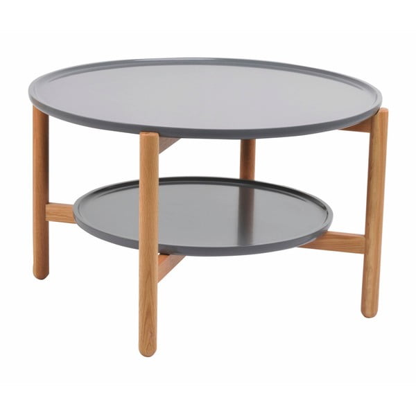Szary stolik z drewna dębowego Folke Wendigo, ⌀ 80 cm