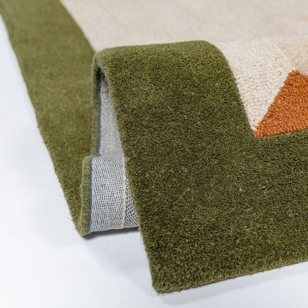 Zielony/w naturalnym kolorze wełniany chodnik tkany ręcznie 60x230 cm Apex Border Wool – Flair Rugs-image-3