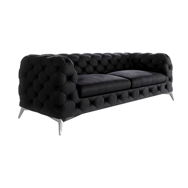 Czarna aksamitna sofa 225 cm Chelsea – Ropez-image-1