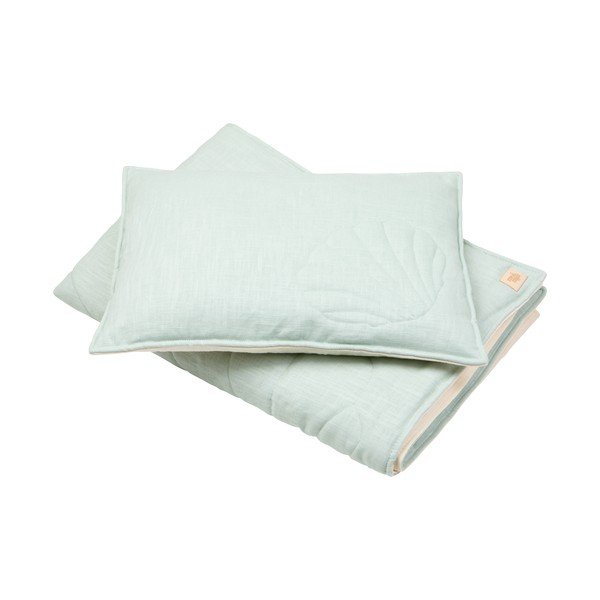 Zielony lniany komplet pościeli do łóżeczka Mint – Moi Mili-image-2