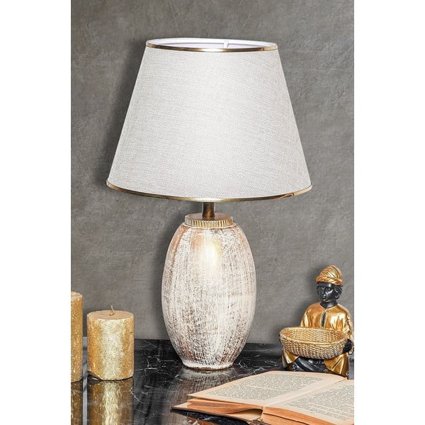 Kremowa/w kolorze złota lampa stołowa z tekstylnym kloszem (wysokość 50 cm) Yakamoz – Opviq lights-image-1