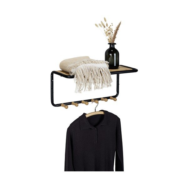 Czaro-naturalny metalowy wieszak ścienny z półką Loft – Wenko-image-3