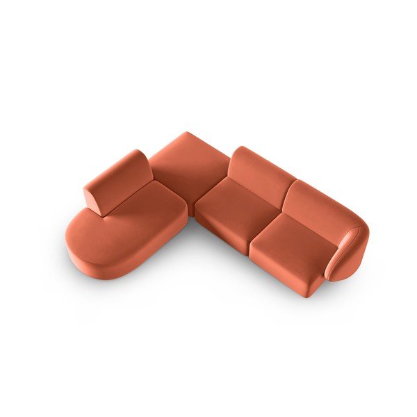 Różowy aksamitny narożnik (lewostronny/w kształcie litery L) Paolo – Milo Casa-image-1