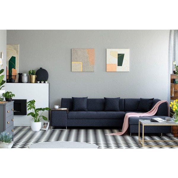 Niebieski narożnik z nogami w srebrnym kolorze Cosmopolitan Design Orlando, prawy róg-image-1
