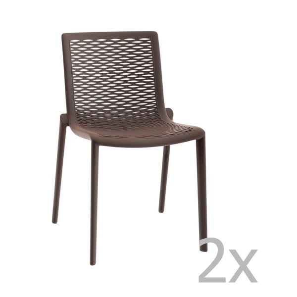 Zestaw 2 czekoladowobrązowych krzeseł ogrodowych Resol Net-Kat