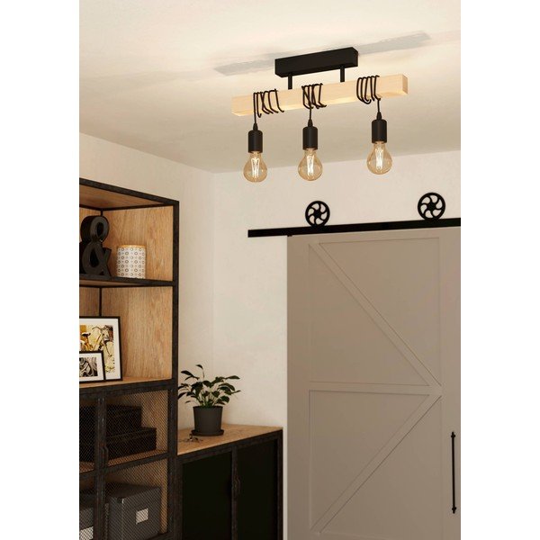 Lampa wisząca w czarno-naturalnym kolorze TOWNSHEND – EGLO-image-1