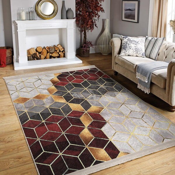 Szaro-bordowy dywan odpowiedni do prania 160x230 cm – Mila Home-image-1
