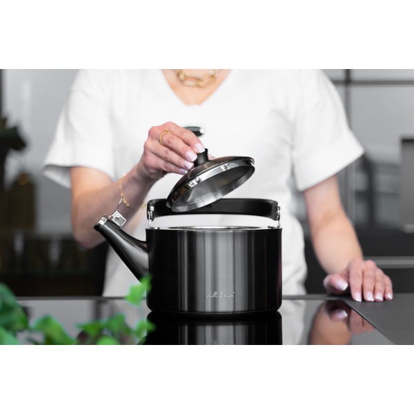 Czarny czajnik z gwizdkiem Vialli Design Diamante, 1,5 l-image-1