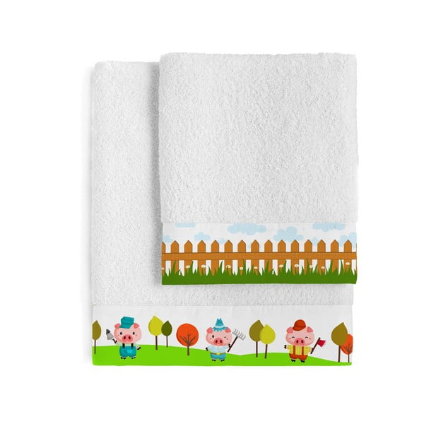 Komplet 2 ręczników Little Pigs, 50x100 cm i 70x140 cm